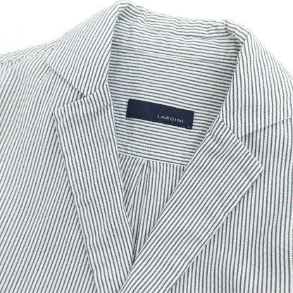 【中古】ラルディーニ LARDINI コットン ストライプ 3B カジュアルジャケット ホワイトxネイビー【 S 】【 状態ランクC 】【 メンズ 】