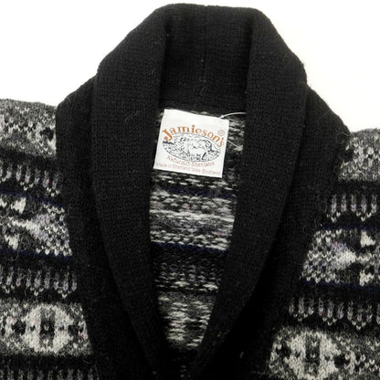 【中古】ジャミーソンズニットウェア Jamieson’s Knitwear シェットランドウール ノルディック柄 カーディガン ブラックxグレー【 M 】【 状態ランクB 】【 メンズ 】