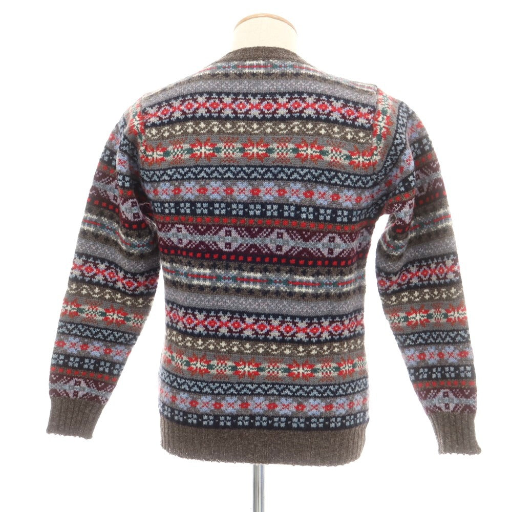 【中古】【未使用】ジャミーソンズニットウェア Jamieson’s Knitwear シェットランドウール ノルディック柄 プルオーバーニット グレーxマルチ【 M 】【 状態ランクS 】【 メンズ 】