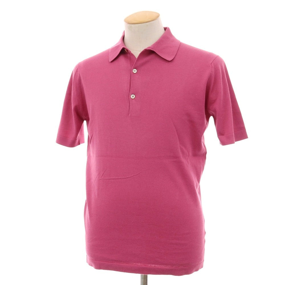 【中古】【未使用】ジョンスメドレー JOHN SMEDLEY ハイゲージ シーアイランドコットン 半袖 ポロニット ピンク【サイズS】【 状態ランクS 】【 メンズ 】
