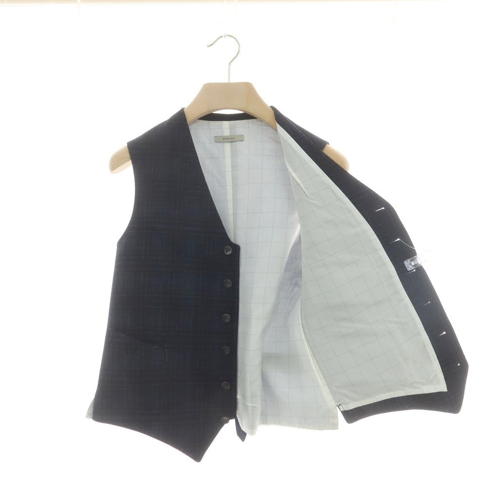 【中古】ボリオリ BOGLIOLI ウールコットン チェック ドレス系ジレ ダークネイビー【 46 】【 状態ランクB 】【 メンズ 】