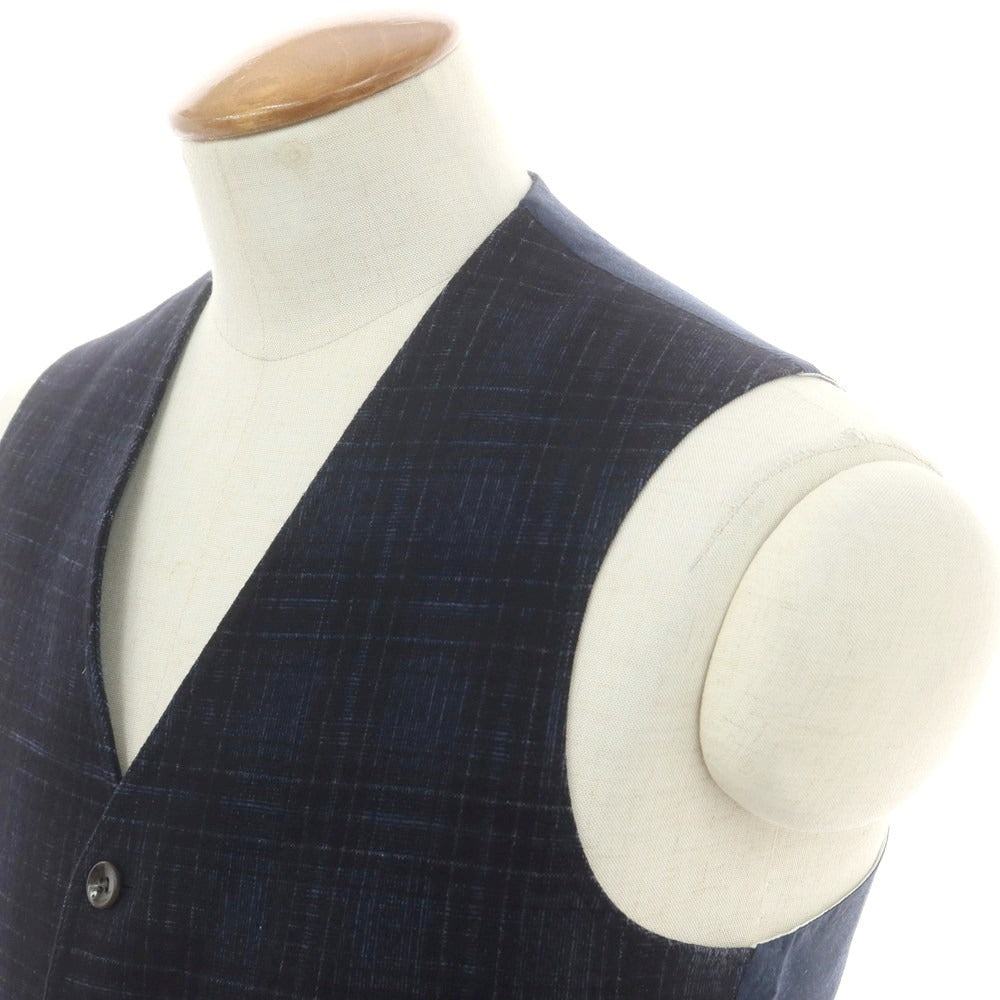 【中古】ボリオリ BOGLIOLI ウールコットン チェック ドレス系ジレ ダークネイビー【 46 】【 状態ランクB 】【 メンズ 】