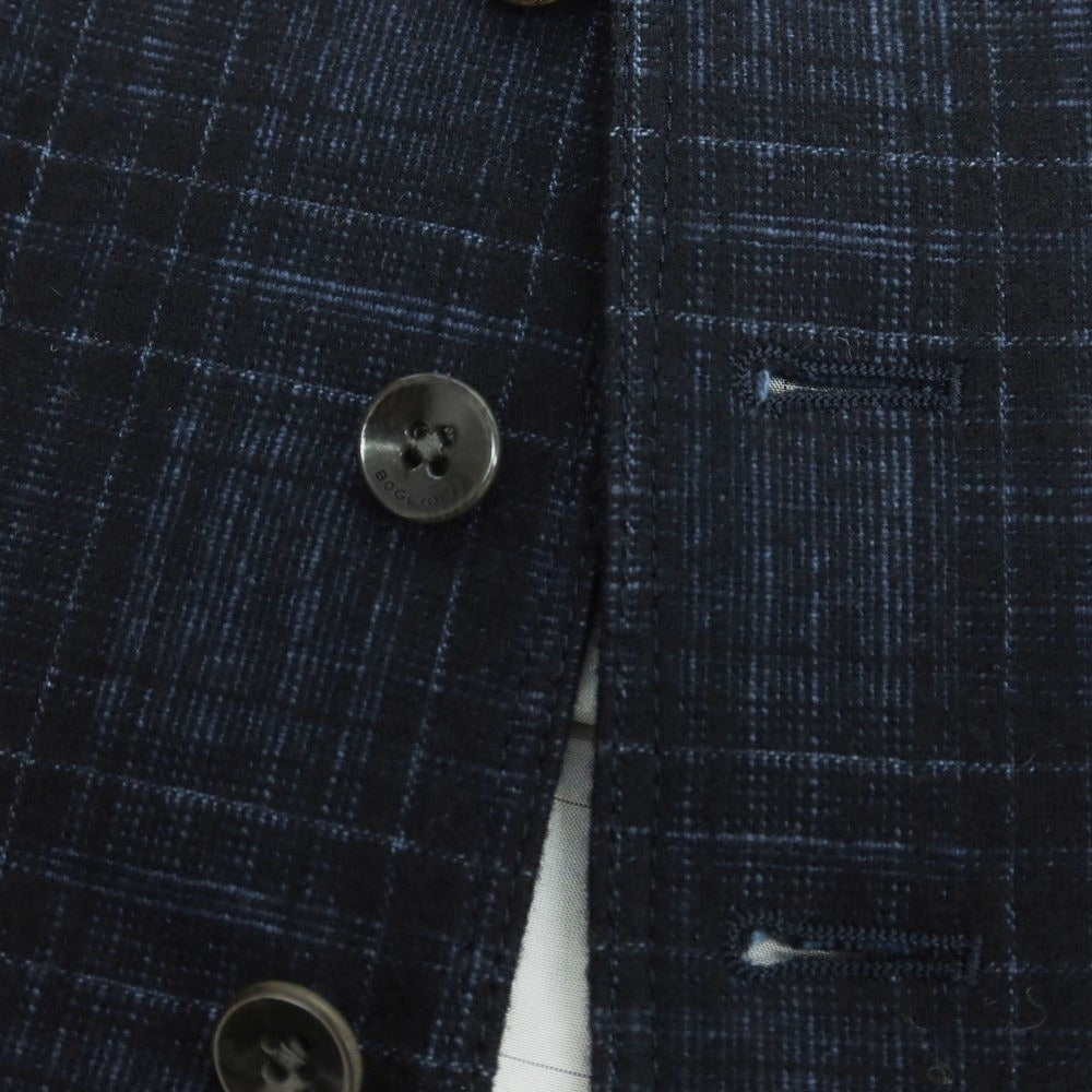 【中古】ボリオリ BOGLIOLI ウールコットン チェック ドレス系ジレ ダークネイビー【 46 】【 状態ランクB 】【 メンズ 】