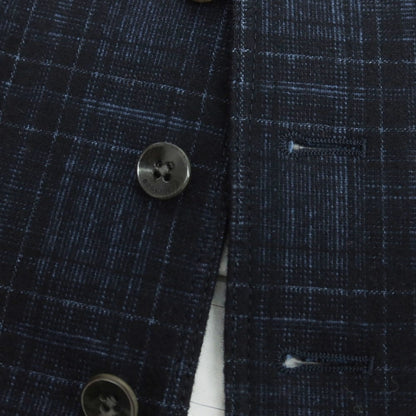【中古】ボリオリ BOGLIOLI ウールコットン チェック ドレス系ジレ ダークネイビー【 46 】【 状態ランクB 】【 メンズ 】