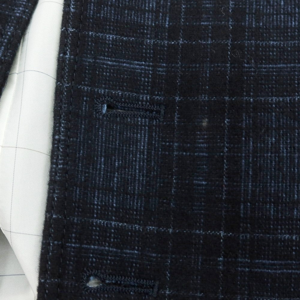 【中古】ボリオリ BOGLIOLI ウールコットン チェック ドレス系ジレ ダークネイビー【 46 】【 状態ランクB 】【 メンズ 】
