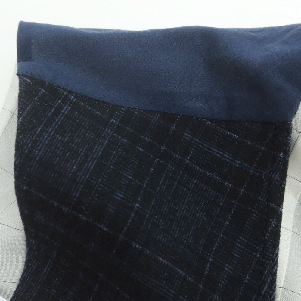 【中古】ボリオリ BOGLIOLI ウールコットン チェック ドレス系ジレ ダークネイビー【 46 】【 状態ランクB 】【 メンズ 】
