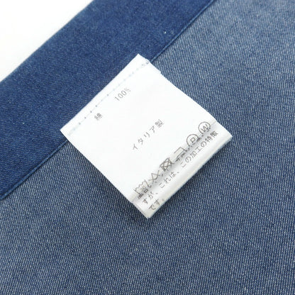 【中古】フィナモレ Finamore コットン ホリゾンタルカラー カジュアルシャツ ネイビーブルー【 39 】【 状態ランクB 】【 メンズ 】