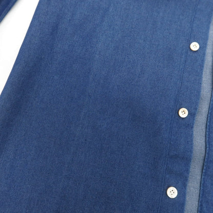 【中古】フィナモレ Finamore コットン ホリゾンタルカラー カジュアルシャツ ネイビーブルー【 39 】【 状態ランクB 】【 メンズ 】