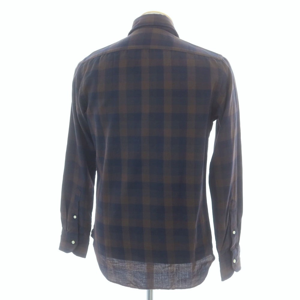 【中古】ギローバー GUY ROVER コットン チェック カッタウェイ カジュアルシャツ ブラウンxネイビー【 S 】【 状態ランクA 】【 メンズ 】