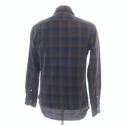 【中古】ギローバー GUY ROVER コットン チェック カッタウェイ カジュアルシャツ ブラウンxネイビー【 S 】【 状態ランクA 】【 メンズ 】