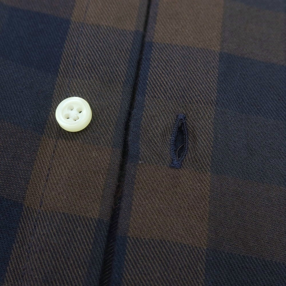 【中古】ギローバー GUY ROVER コットン チェック カッタウェイ カジュアルシャツ ブラウンxネイビー【 S 】【 状態ランクA 】【 メンズ 】