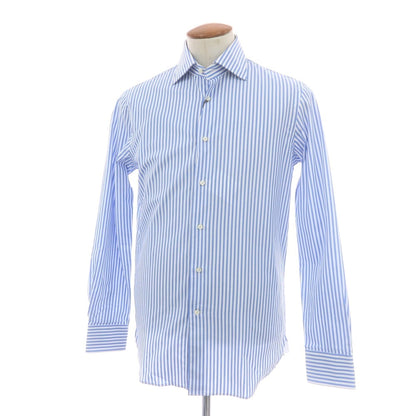 【中古】【未使用】ギローバー GUY ROVER コットン ストライプ セミワイドカラー ドレスシャツ ライトブルーxホワイト【 39 】【 状態ランクS 】【 メンズ 】