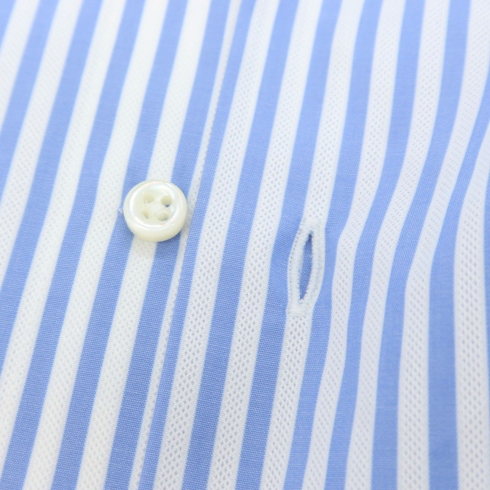 【中古】【未使用】ギローバー GUY ROVER コットン ストライプ セミワイドカラー ドレスシャツ ライトブルーxホワイト【 39 】【 状態ランクS 】【 メンズ 】