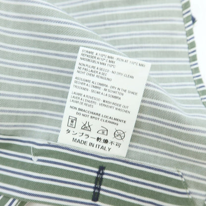 【中古】【未使用】オリアン ORIAN コットン ストライプ ワイドカラー カジュアルシャツ オリーブxホワイト【 38 】【 状態ランクS 】【 メンズ 】