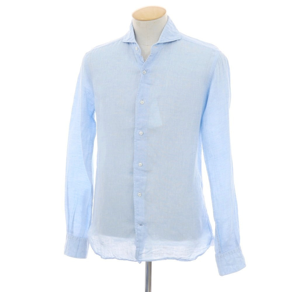 【中古】オリアン ORIAN リネン ホリゾンタルカラー カジュアルシャツ ライトブルー【サイズS】【 状態ランクC 】【 メンズ 】