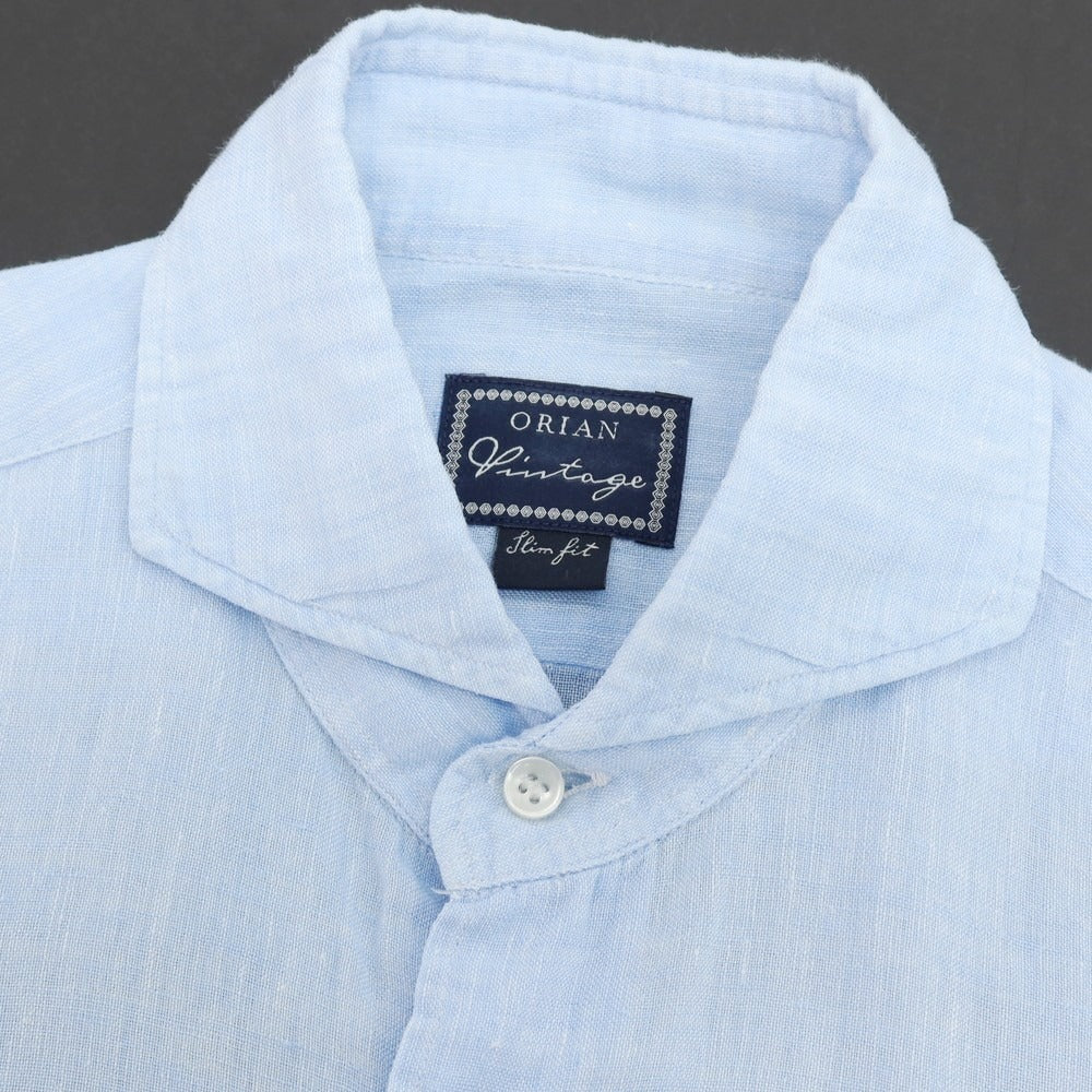 【中古】オリアン ORIAN リネン ホリゾンタルカラー カジュアルシャツ ライトブルー【サイズS】【 状態ランクC 】【 メンズ 】