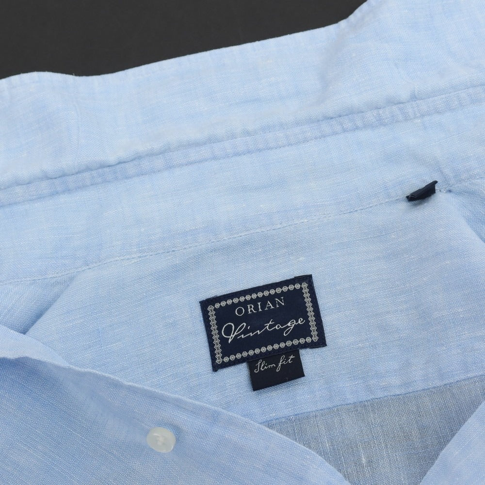 【中古】オリアン ORIAN リネン ホリゾンタルカラー カジュアルシャツ ライトブルー【サイズS】【 状態ランクC 】【 メンズ 】