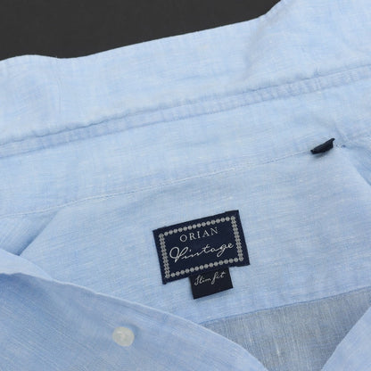 【中古】オリアン ORIAN リネン ホリゾンタルカラー カジュアルシャツ ライトブルー【サイズS】【 状態ランクC 】【 メンズ 】