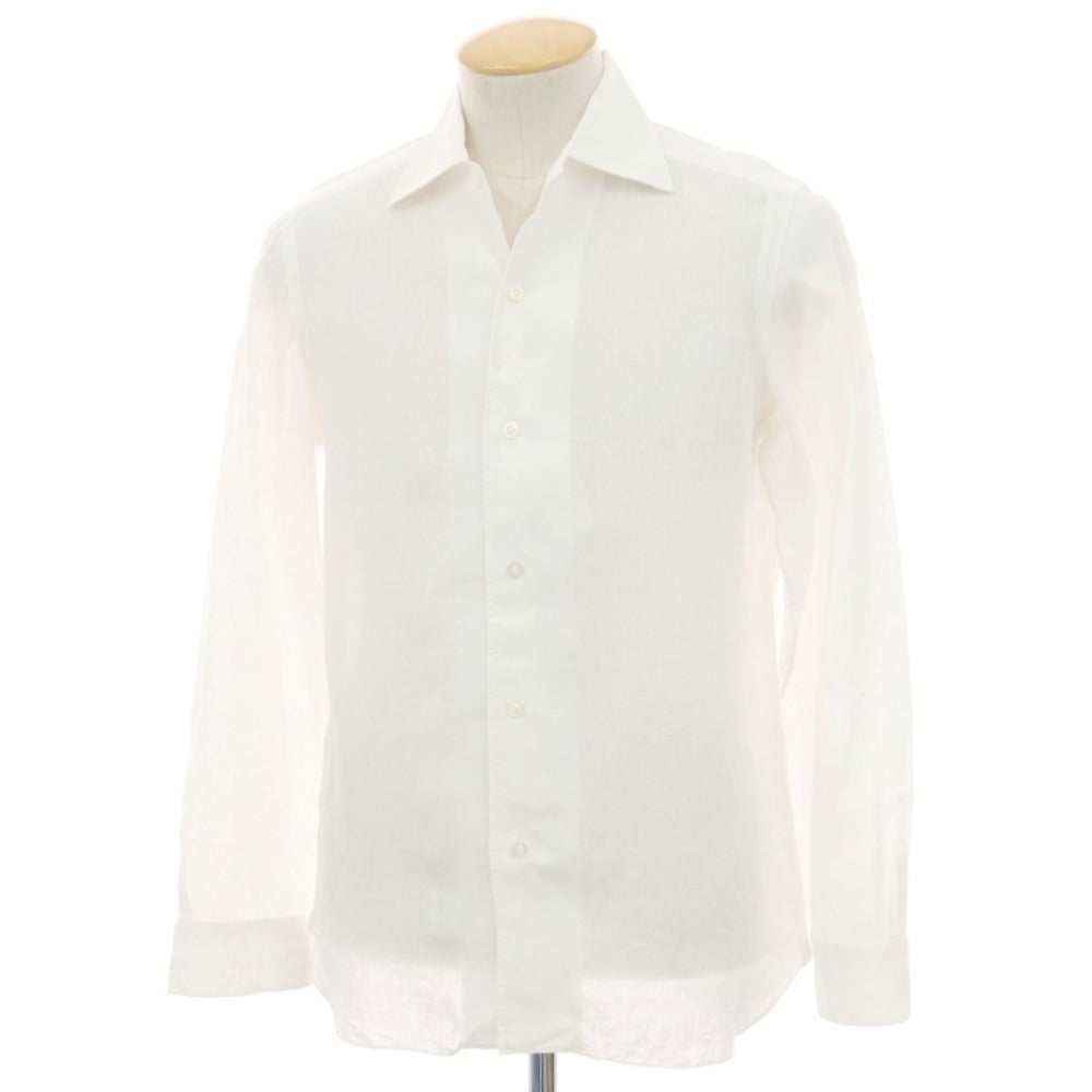 【中古】バルバ BARBA BARNEYS NEW YORK別注 リネン ワンピースカラー カジュアルシャツ ホワイト【サイズ38】【 状態ランクB 】【 メンズ 】