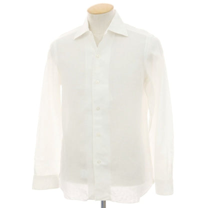 【中古】バルバ BARBA BARNEYS NEW YORK別注 リネン ワンピースカラー カジュアルシャツ ホワイト【サイズ38】【 状態ランクB 】【 メンズ 】