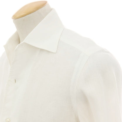 【中古】バルバ BARBA BARNEYS NEW YORK別注 リネン ワンピースカラー カジュアルシャツ ホワイト【サイズ38】【 状態ランクB 】【 メンズ 】