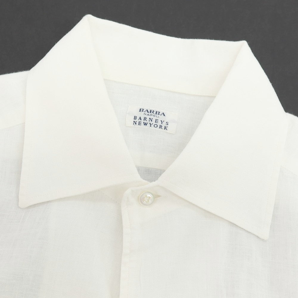 【中古】バルバ BARBA BARNEYS NEW YORK別注 リネン ワンピースカラー カジュアルシャツ ホワイト【サイズ38】【 状態ランクB 】【 メンズ 】