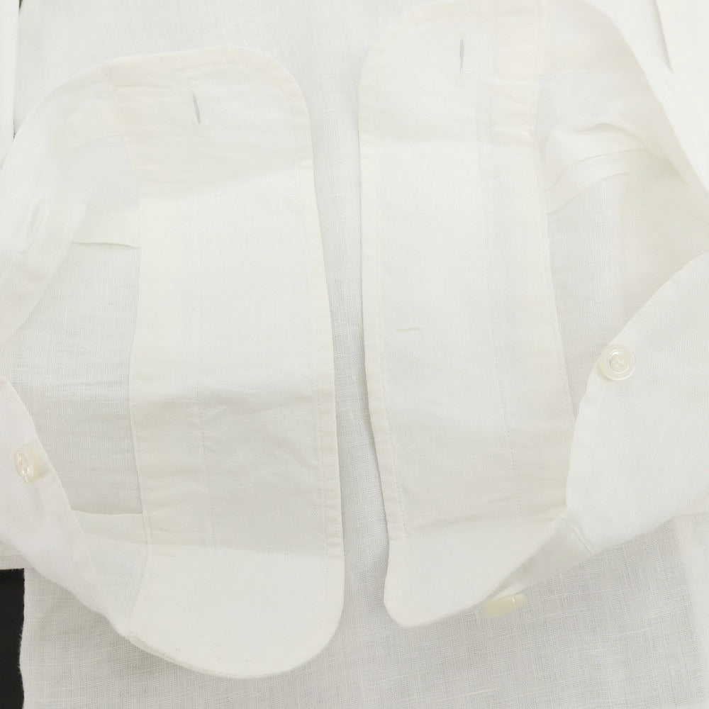 【中古】バルバ BARBA BARNEYS NEW YORK別注 リネン ワンピースカラー カジュアルシャツ ホワイト【サイズ38】【 状態ランクB 】【 メンズ 】