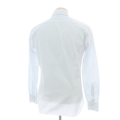 【中古】バルバ ダンディライフ BARBA DANDY LIFE コットン ストライプ ホリゾンタルカラー ドレスシャツ ホワイトxライトブルー【 38 】【 状態ランクC 】【 メンズ 】