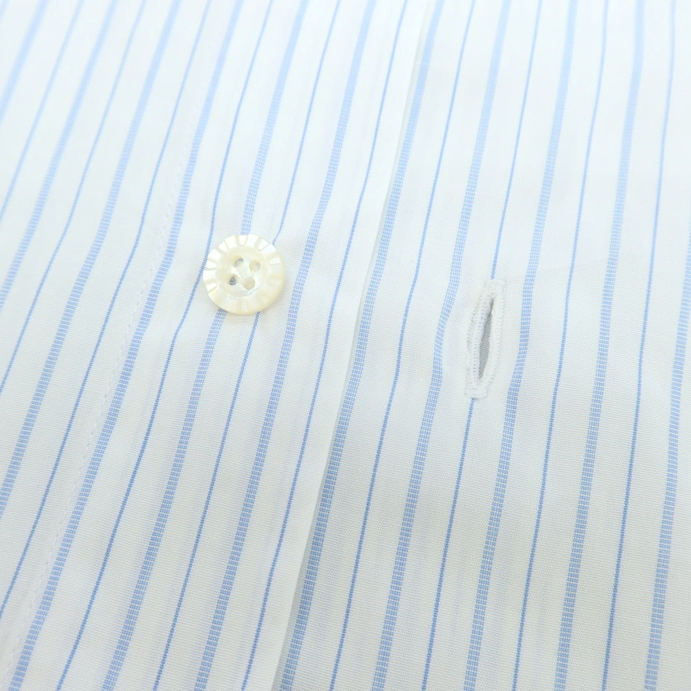 【中古】バルバ ダンディライフ BARBA DANDY LIFE コットン ストライプ ホリゾンタルカラー ドレスシャツ ホワイトxライトブルー【 38 】【 状態ランクC 】【 メンズ 】