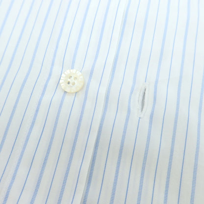 【中古】バルバ ダンディライフ BARBA DANDY LIFE コットン ストライプ ホリゾンタルカラー ドレスシャツ ホワイトxライトブルー【 38 】【 状態ランクC 】【 メンズ 】