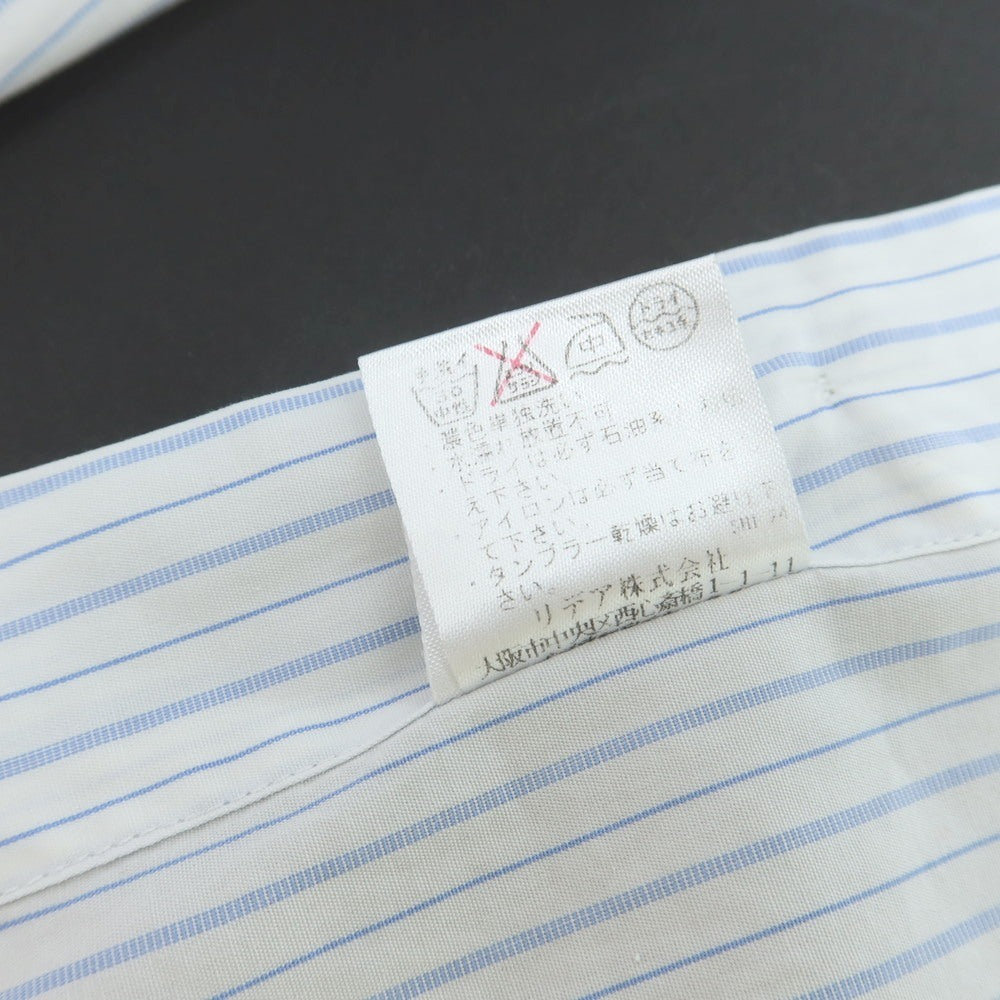 【中古】バルバ ダンディライフ BARBA DANDY LIFE コットン ストライプ ホリゾンタルカラー ドレスシャツ ホワイトxライトブルー【 38 】【 状態ランクC 】【 メンズ 】