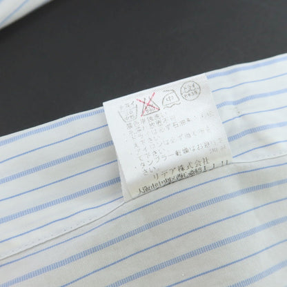 【中古】バルバ ダンディライフ BARBA DANDY LIFE コットン ストライプ ホリゾンタルカラー ドレスシャツ ホワイトxライトブルー【 38 】【 状態ランクC 】【 メンズ 】