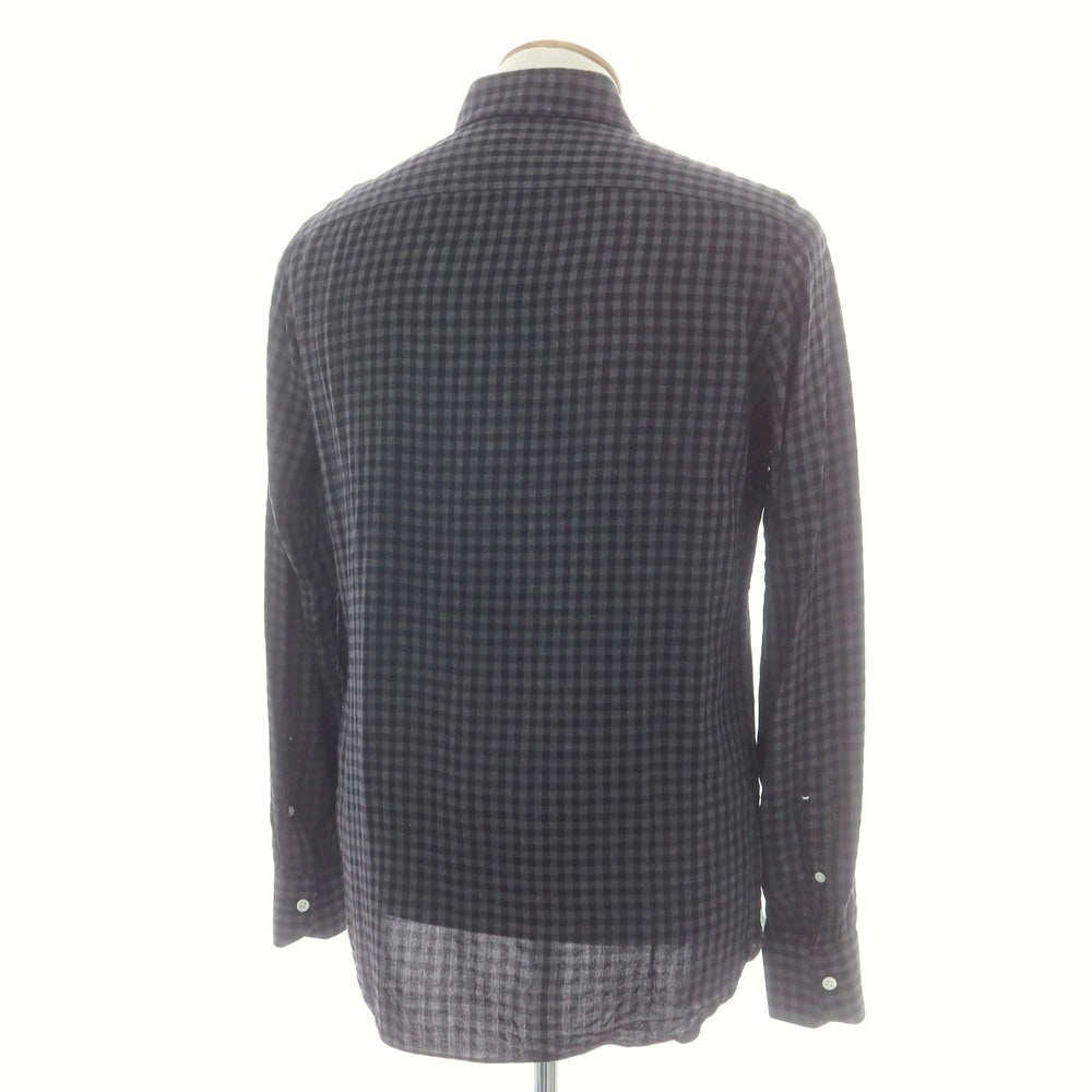 【中古】ルイジ ボレッリ Luigi Borrelli コットン チェック ボタンダウン カジュアルシャツ グレーxブラック【 39 】【 状態ランクC 】【 メンズ 】