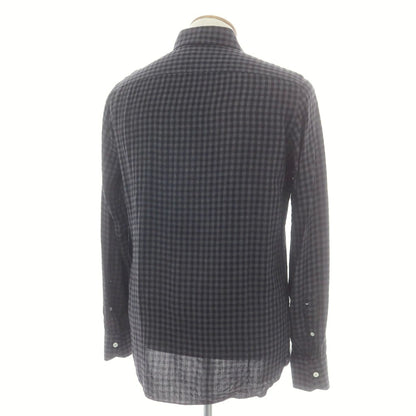 【中古】ルイジ ボレッリ Luigi Borrelli コットン チェック ボタンダウン カジュアルシャツ グレーxブラック【 39 】【 状態ランクC 】【 メンズ 】