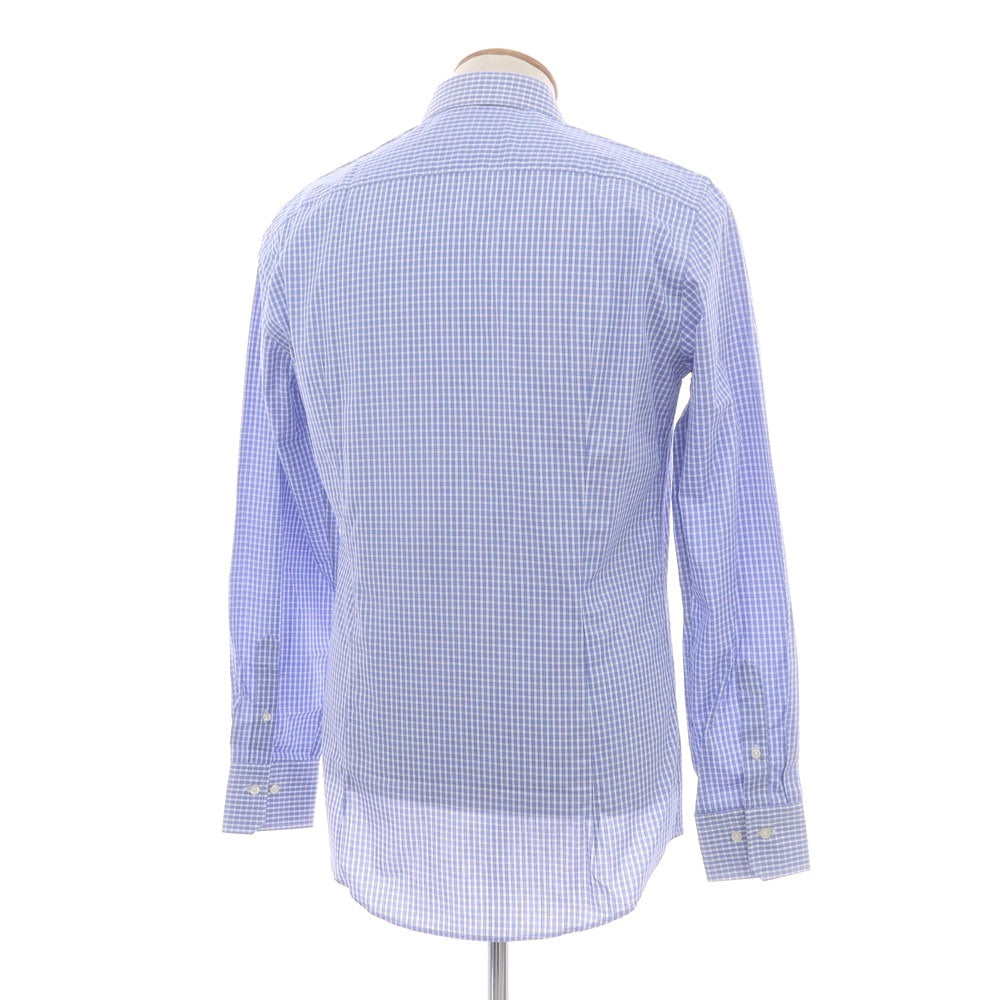 【中古】パルジレリ Pal Zileri コットン チェック セミワイドカラー ドレスシャツ ブルーxホワイト【 39 】【 状態ランクC 】【 メンズ 】