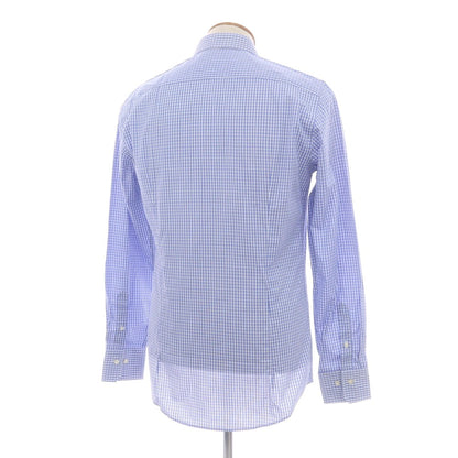 【中古】パルジレリ Pal Zileri コットン チェック セミワイドカラー ドレスシャツ ブルーxホワイト【 39 】【 状態ランクC 】【 メンズ 】