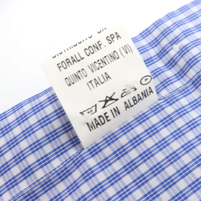 【中古】パルジレリ Pal Zileri コットン チェック セミワイドカラー ドレスシャツ ブルーxホワイト【 39 】【 状態ランクC 】【 メンズ 】