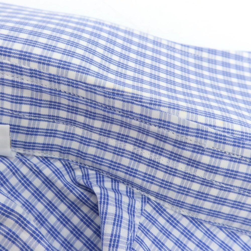 【中古】パルジレリ Pal Zileri コットン チェック セミワイドカラー ドレスシャツ ブルーxホワイト【 39 】【 状態ランクC 】【 メンズ 】