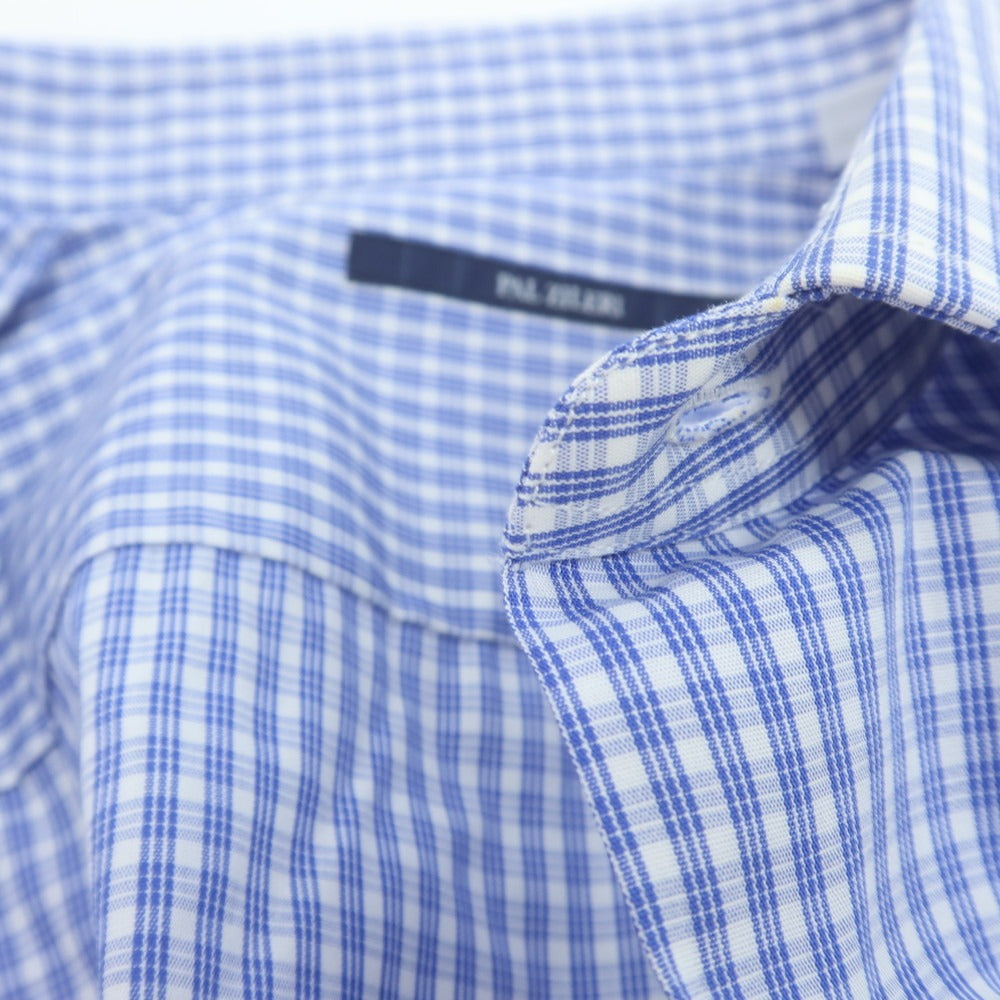【中古】パルジレリ Pal Zileri コットン チェック セミワイドカラー ドレスシャツ ブルーxホワイト【 39 】【 状態ランクC 】【 メンズ 】