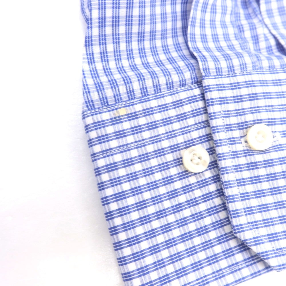 【中古】パルジレリ Pal Zileri コットン チェック セミワイドカラー ドレスシャツ ブルーxホワイト【 39 】【 状態ランクC 】【 メンズ 】
