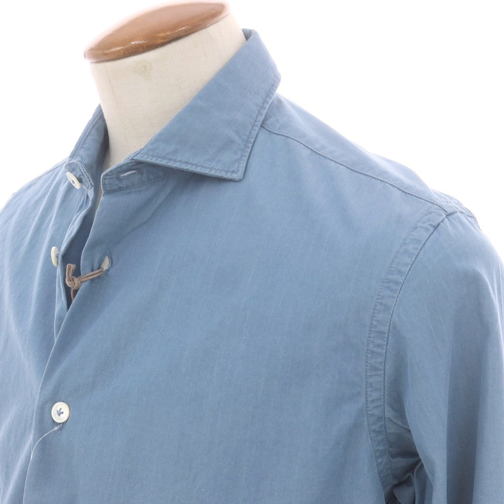 【中古】イレブンティ eleventy コットン ワイドカラー カジュアルシャツ スモークブルー【 39 】【 状態ランクA 】【 メンズ 】