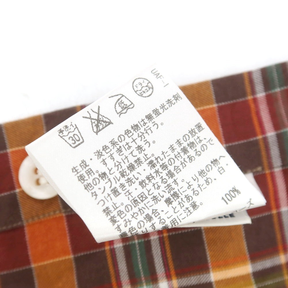 【中古】エリコフォルミコラ ERRICO FORMICOLA コットン チェック ワイドカラー カジュアルシャツ ブラウン系【 S 】【 状態ランクA 】【 メンズ 】