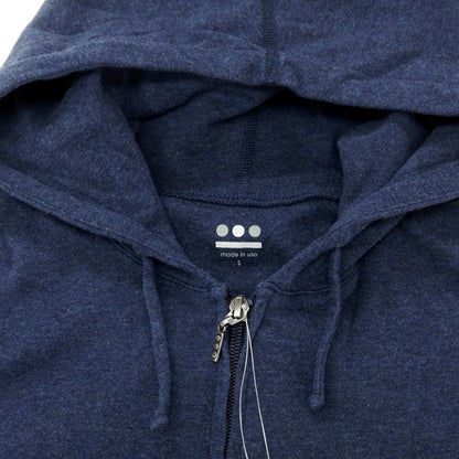 【中古】スリードッツ three dots コットン ジャージー ダブルジップ パーカー ネイビー【 S 】【 状態ランクB 】【 メンズ 】