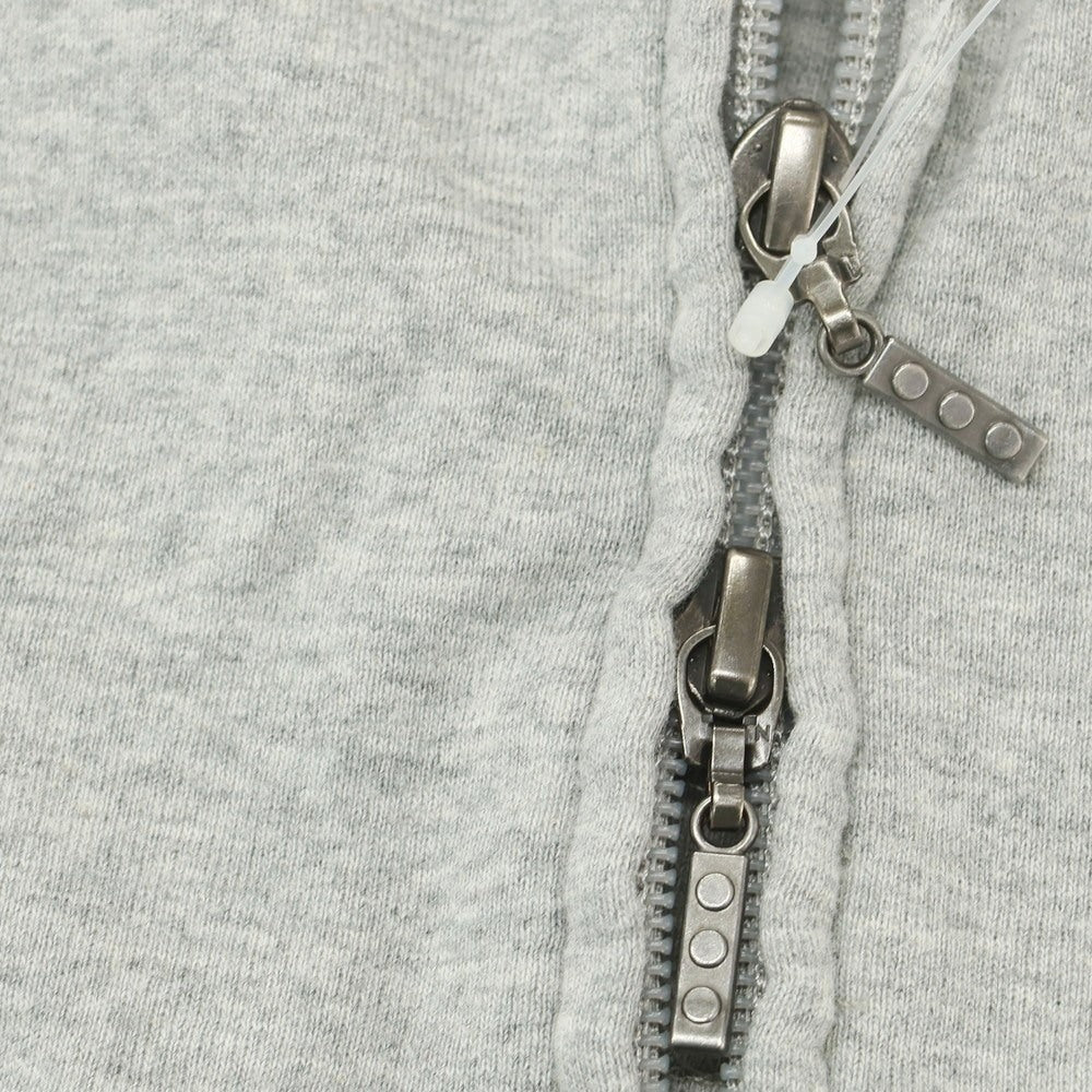 【中古】スリードッツ three dots コットン ジャージー ダブルジップ パーカー ライトグレー【 S 】【 状態ランクB 】【 メンズ 】