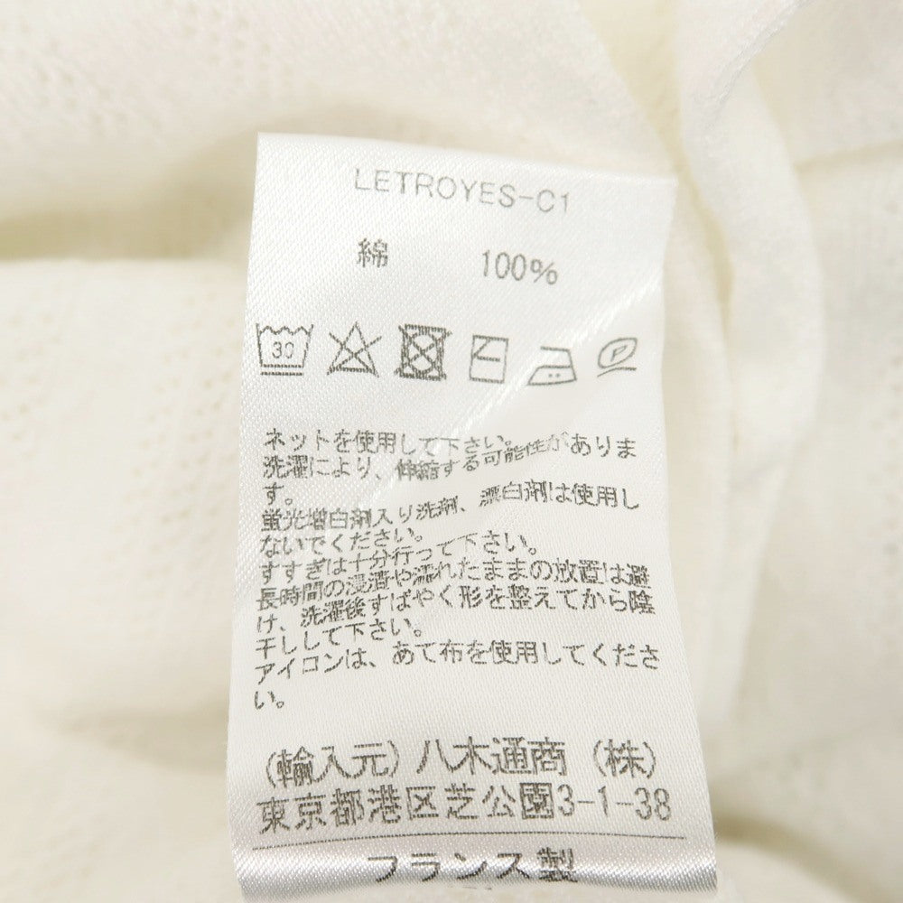 【中古】ルトロワ Letroyes コットン 透かし編み Vネック プルオーバーニット ホワイトxレッド×ネイビー【サイズ3】【 状態ランクA 】【 メンズ 】