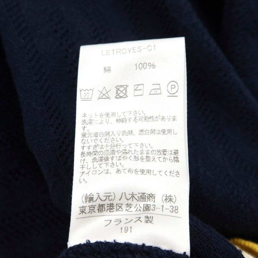 【中古】ルトロワ Letroyes コットン 透かし編み Vネック プルオーバーニット ネイビーxイエロー×ホワイト【サイズ3】【 状態ランクA 】【 メンズ 】
