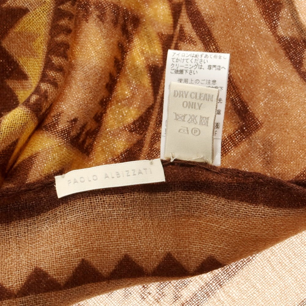 【中古】パオロ アルビザッティ PAOLO ALBIZZATI ウール スカーフ ブラウン系【 状態ランクA 】【 メンズ 】