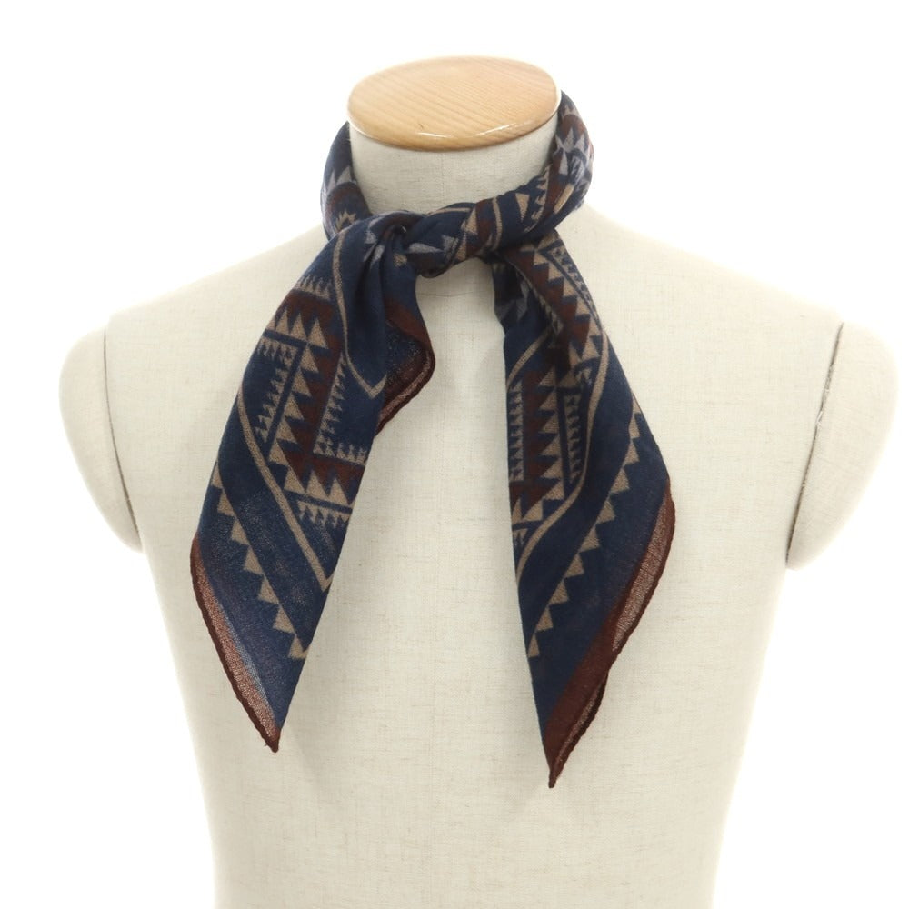 【中古】パオロ アルビザッティ PAOLO ALBIZZATI ウール スカーフ ネイビー系【 状態ランクA 】【 メンズ 】