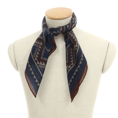 【中古】パオロ アルビザッティ PAOLO ALBIZZATI ウール スカーフ ネイビー系【 状態ランクA 】【 メンズ 】