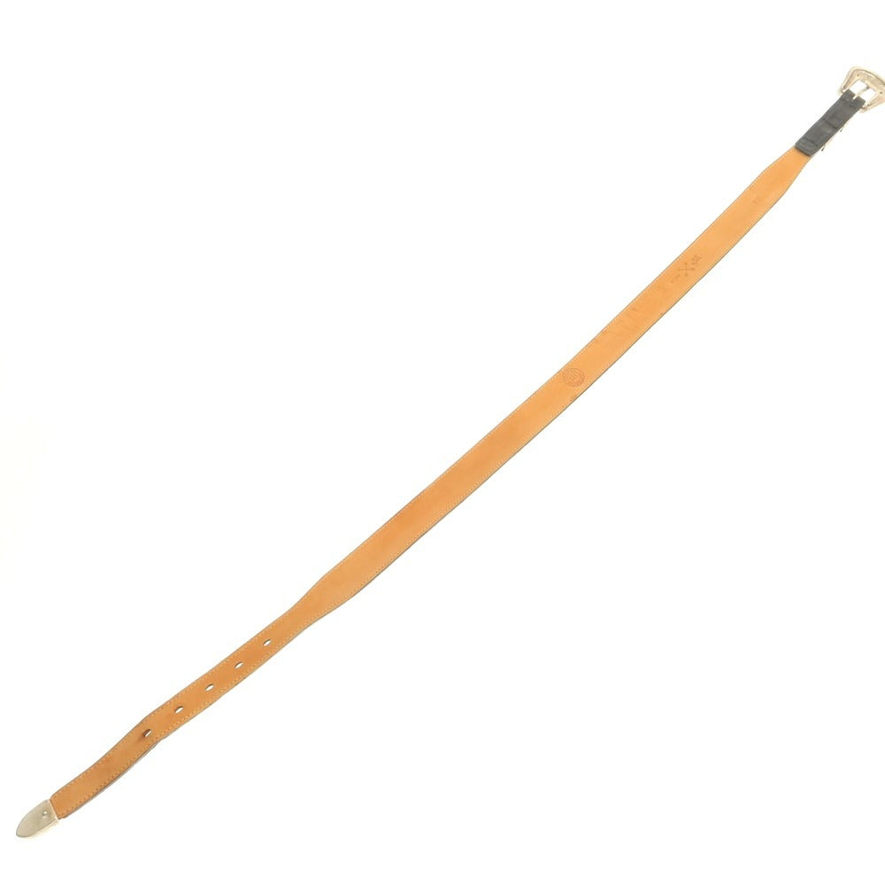 【中古】アドリアーノ メネゲッティ ADRIANO MENEGHETTI クロコダイル型押しレザー ベルト ブラック【 80 】【 状態ランクB 】【 メンズ 】